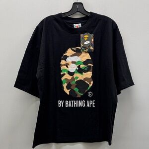 NWT By Bathing Ape Black and Green Camo Ape Tee Size XL